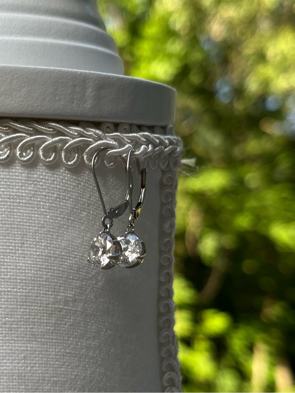 QVC 14K Gold CZ Leverback Dangle Earrings Clear Round Cubic Zirconia 2g - Picture 9 of 16